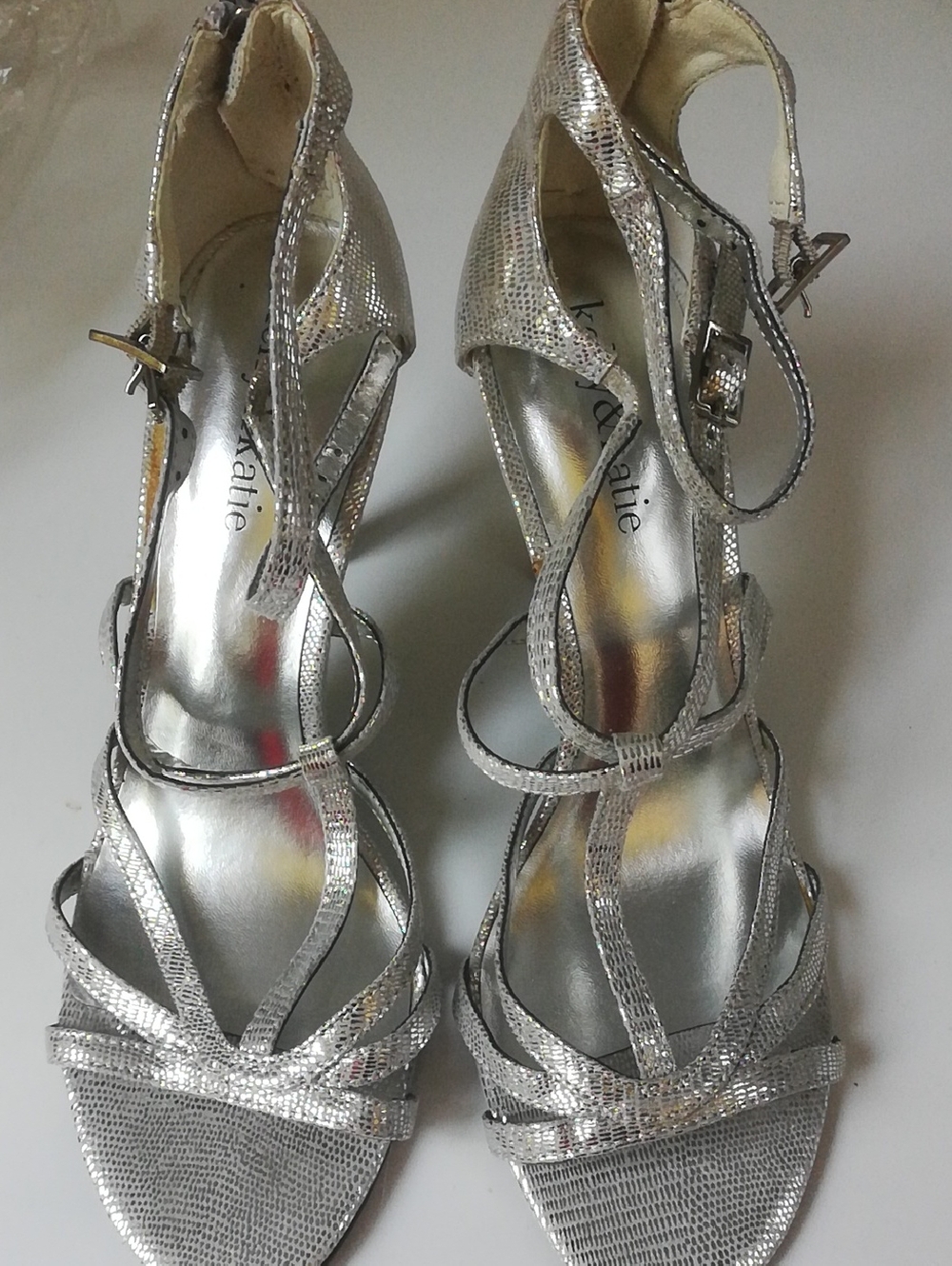 Kelly & Katie Silver Metallic Strappy Heels